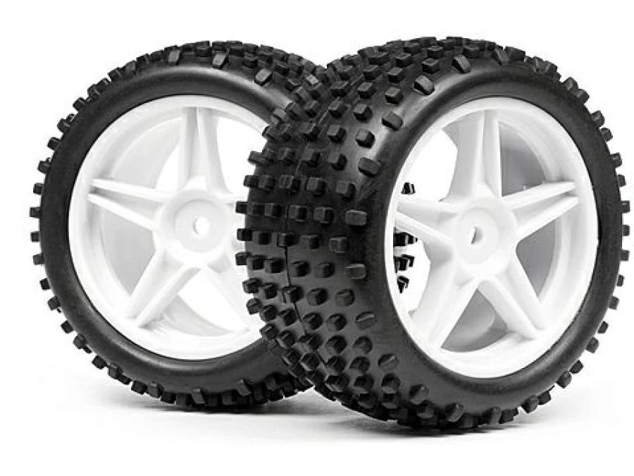 * Wheel & Tyre Sets | Maverick 1/10 Buggy White Rear Wheel & Tyre Assembly